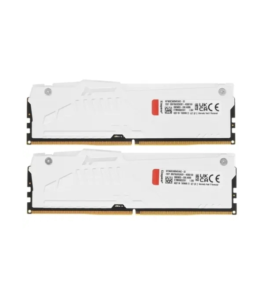 Оперативная память Kingston Fury Beast, DDR5, 32Gb (2x16Gb), 6000MHz, CL36, DIMM, с радиаторами, RGB, белый