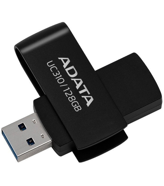 Флешка USB ADATA UC310 (UC310-128G-RBK), 128Gb, USB 3.2 Gen 1, R/W 100/30, черный