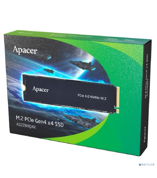 Накопитель SSD Apacer AS2280Q4X, 512Gb, M.2 2280, PCIe 4.0 x4, NVMe, R/W 4500/2500, с радиатором
