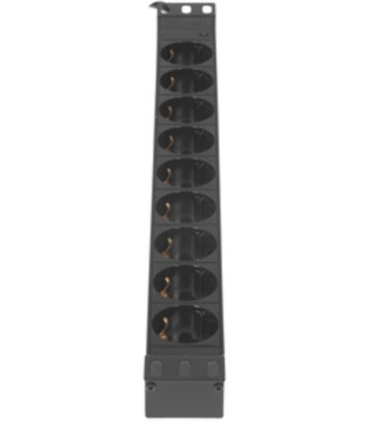 Блок розеток горизонтальный ExeGate ServerPro PDU-19H905 Al-9S-EU3, 19', 1U, Алюминий, 9 Schuko, кабель с евровилкой VDE-250V-16A-3*1.5мм2, 3 метра, черный