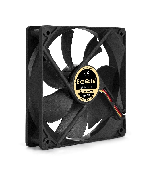 Вентилятор для корпуса ExeGate ExtraPower EP12025B3P черный, 120 мм, 1850 об/мин, 30 дБ, 3 pin