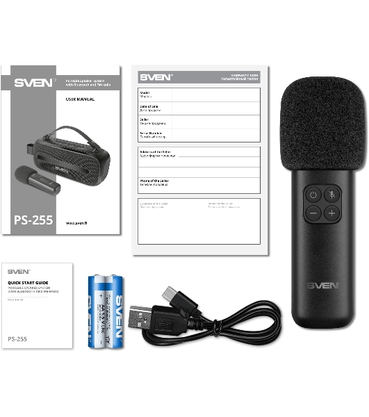 Колонка портативная SVEN PS-255 черный 12W 1.0 BT 3600mAh