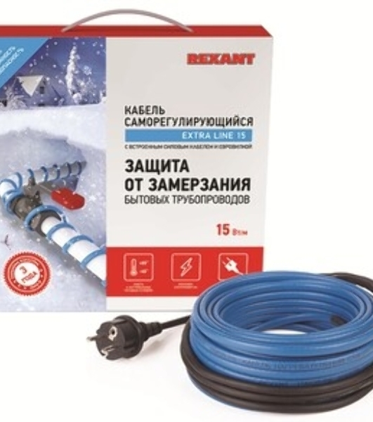 Саморегулируемый греющий кабель Rexant на трубу Extra Line 25MSR-PB 3M (3м/75Вт)