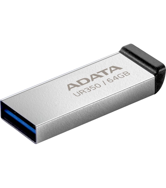 Флешка USB ADATA UR350 (UR350-64G-RSR/BK), 64Gb, USB 3.2, R/W 100/15, серебристый/черный