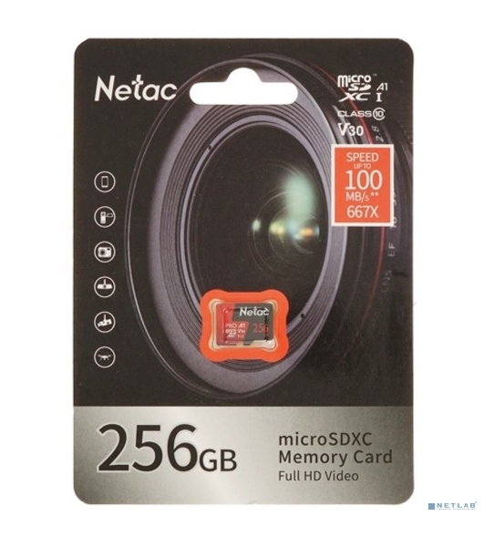 Флеш карта NeTac Карта памяти Netac MicroSD P500 Extreme Pro 256Gb, Retail version card only
