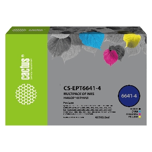 Чернила Cactus CS-EPT6641-4 голубой/пурпурный/желтый/черный набор 4x100мл для Epson L100/L110/L120/L132/L200/L210/L222/L300/L312/L350/L355/L362/L366/L456/L550/L555/L566/L1300