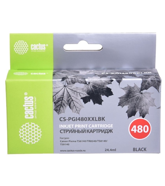 Картридж струйный Cactus CS-PGI480XXLBK черный (24.4мл) для Canon Pixma TR7540/TR8540/TS6140/TS8140