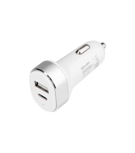 Автозарядка в прикуриватель Rexant АЗУ USB-A+USB-C, 3.1 A белый