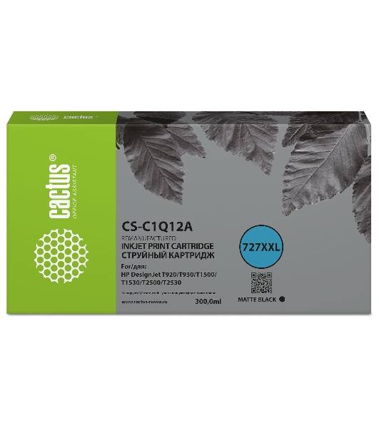 Картридж струйный Cactus CS-C1Q12A №727 черный (300 мл) для HP Designjet T920/T930/T1500/T1530