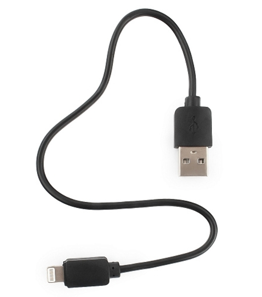 Кабель USB Гарнизон GCC-USB2-AP2-0.3M AM/Lightning, для iPhone5/6/7, IPod, IPad, 0.3м, черный, пакет