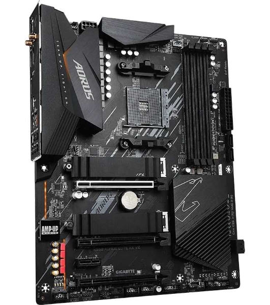 Материнская плата GIGABYTE B550 AORUS Elite AX V2, AM4, AMD B550, 4xDDR4, 4xSATA, 2xM.2, 1xPCIe 4.0 x16, 2xPCIe 3.0 x1, 1xDP, 1xHDMI, 1x2.5Gb LAN, Wi-Fi 6, Bluetooth 5, 2xUSB-A 10Gbps, 3xUSB-A 5Gbps, 2xUSB-A 2.0, 1xUSB-C 5Gbps, 5x3.5 мм, 7.1, ATX