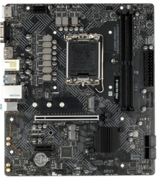 Материнская плата MSI PRO H610M-G WIFI, LGA 1700, Intel H610, 2xDDR5 (до 64 ГБ), 4xSATA, 1xM.2 (PCIe 3.0 x4), 1xPCIe 4.0 x16, 2xPCIe x1, 1xVGA, 1xHDMI, 1xDP, 1x1Gb LAN, Wi-Fi 5, Bluetooth 4.2, 4xUSB-A 5Gbps, 2xUSB-A 2.0, 1xPS/2, 3x3.5 мм, 7.1, чёрный, mATX