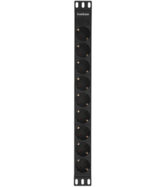 Блок розеток горизонтальный ExeGate ServerPro PDU-19H907 Al-9S-C20, 19', 1U, Алюминий, 9 Schuko, С20, черный