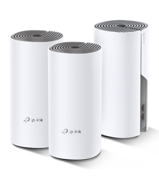 Домашняя Mesh Wi-Fi система TP-Link Deco E4 (3-Pack), 1167 Мбит/с (5 ГГц: до 867 Мбит/с + 2,4 ГГц: до 300 Мбит/с), 2 порта 100 Мбит/с, 2 встроенные антенны на каждом модуле Deco