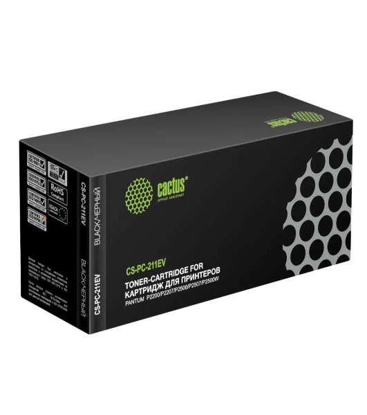 Картридж лазерный Cactus CS-PC-211EV PC-211EV черный (1600 стр.) для Pantum P2200/P2207/P2500/P2507/P2500W/M6500/M6550/M6607