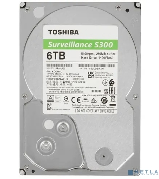 Жесткий диск Toshiba 6Tb SATA-III Surveillance S300 (5400rpm) 256Mb 3.5'