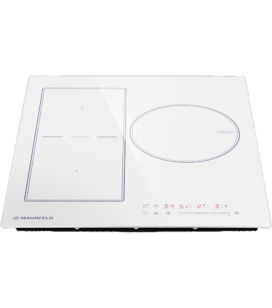 Индукционная варочная панель Maunfeld CVI453SBWH Inverter, конфорок: 3 шт., стеклокерамика, независимая, белый