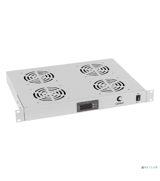 Вентиляторный модуль Cabeus, 19', 220V, 1U, 45х485х320 мм (ВхШхГ), вентиляторов: 4, поток: 600 м3/ч, для шкафов, серый