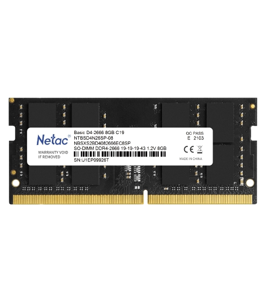 Оперативная память NETAC Basic, DDR4, 8GB (1x8GB), 3200MHz, CL22, SO-DIMM