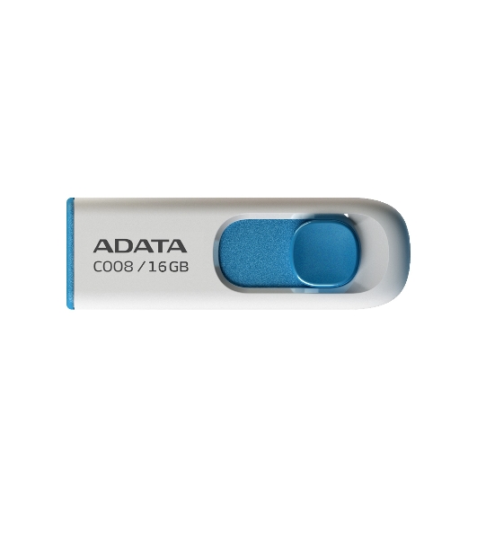 Флешка USB ADATA C008 (AC008-16G-RWE), 16Gb, USB 2.0, R/W 15/5, белый/синий