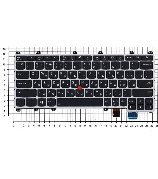 Клавиатура для ноутбука Lenovo IBM ThinkPad Yoga 260, Yoga 370 черная с серебристой рамкой