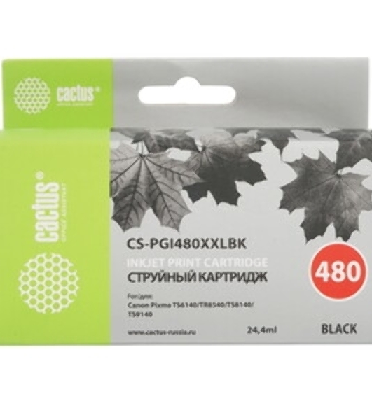 Картридж струйный Cactus CS-PGI480XXLBK черный (24.4мл) для Canon Pixma TR7540/TR8540/TS6140/TS8140