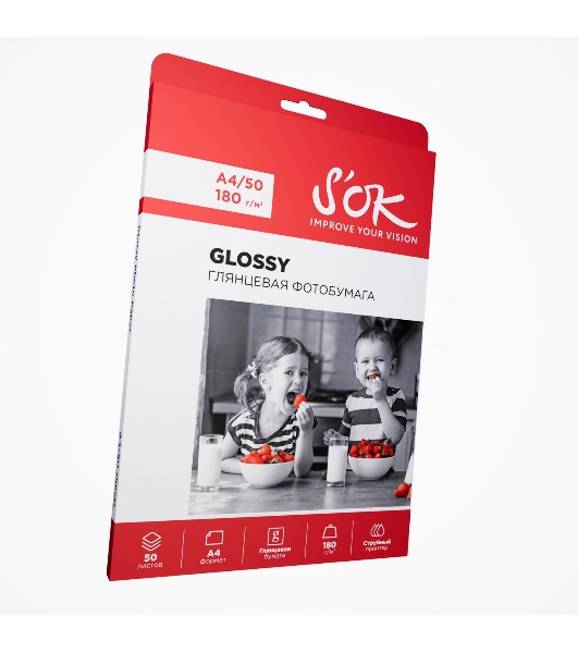 Фотобумага CC Glossy; 180gsm; A4*50 глянцевая; 180г/м2; формат А4; 50 листов