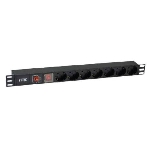 Блок ITK PDU 7 розеток DIN49440 (нем. станд.) с LED выключателем и защитой от перенапряжения, 1U, без шнура, вх. IEC320 C14, алюминевый профиль, черный, фото 1