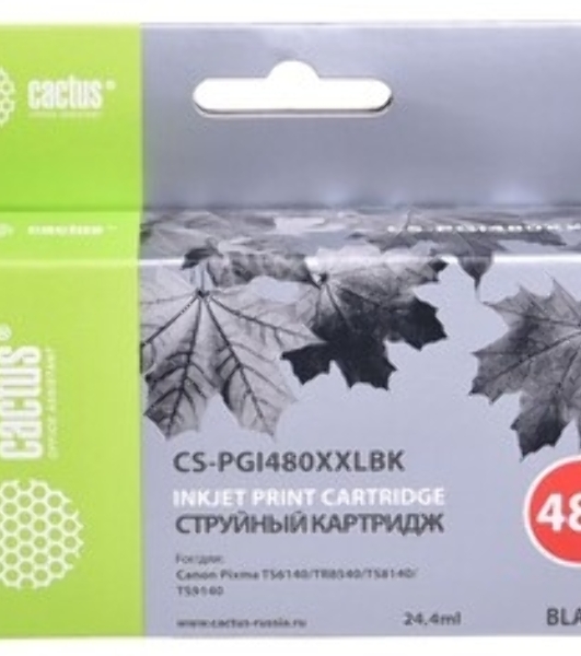 Картридж струйный Cactus CS-PGI480XXLBK черный (24.4мл) для Canon Pixma TR7540/TR8540/TS6140/TS8140