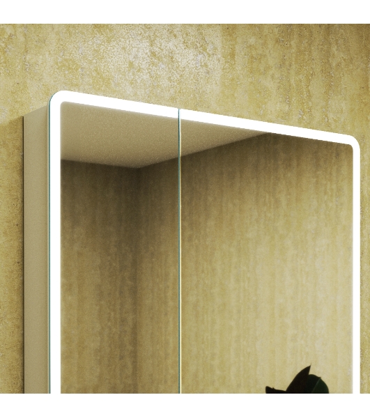 Зеркальный шкаф Bau Stil 80х80, LED подсветка, сенсор, плавное закрывание, оборачиваемый