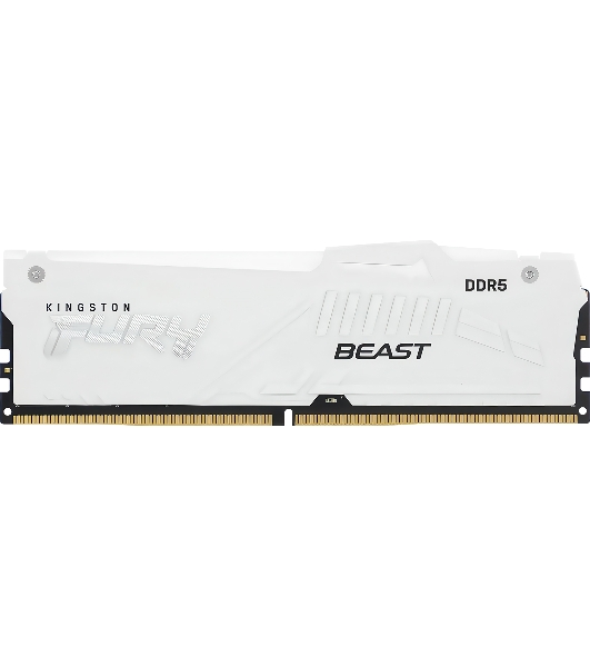 Оперативная память Kingston Fury Beast, DDR5, 32Gb (1x32Gb), 6000MHz, CL36, DIMM, радиатор, RGb, белый