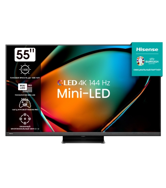 Телевизор Hisense 55' 55U8KQ черный Mini-Led UHD 120Hz Smart TV