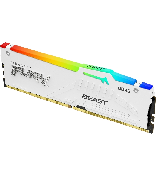 Оперативная память Kingston Fury Beast, DDR5, 32Gb (1x32Gb), 6000MHz, CL36, DIMM, радиатор, RGb, белый