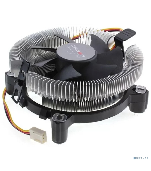 Кулер для процессора Crown CM-80 v2 серебристый/черный, 75 мм, алюминий, 2200 об/мин, 22 дБ, 3 pin, 65 Вт, 42 мм