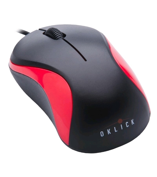 Мышь проводная Oklick 115S черный/красный, 1200 dpi, USB, кнопки - 3