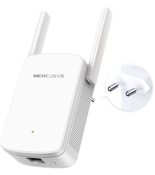 Усилитель сигнала Mercusys ME30 AC1200 Wi-Fi Range Extender, 300 Mbps at 2.4 GHz + 867 Mbps at 5 GHz, 1 x 10/100 LAN, 2× Fixed External Antennas, Wall Plugged, WPS/Reset Button, Signal Indicator, Range Extender/Access Point mode, Adaptive Path Selection