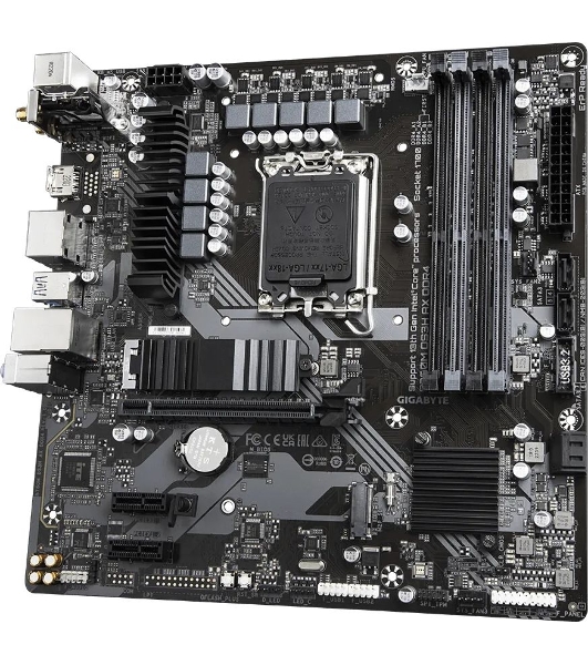 Материнская плата Gigabyte B760M DS3H AX DDR4 (V1.2/V1.3), LGA 1700, Intel B760, 4xDDR4, 4xSATA, 2xM.2, 1xPCI-E 4.0 x16, 2xPCI-E 4.0 x1, 1xHDMI, 2xDP, 1x 2.5Gb LAN, 3xUSB 3.2 Gen 1, 2xUSB 2.0, 3x3.5 мм, 7.1, Micro-ATX