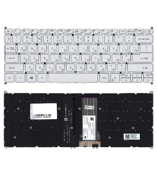 Клавиатура для ноутбука Acer Swift 3 SF313-51 серебристая с подсветкой