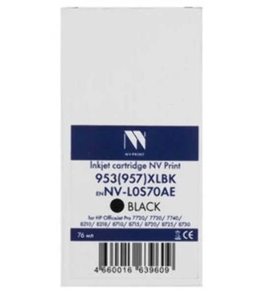 Картридж струйный NVPrint 953(957)XLBK (NV-L0S70AE) Black для HP OfficeJet Pro 7720, 7730, 7740, 8210, 8218, 8710, 8715, 8720, 8725, 8730 (2000 стр) совместимый