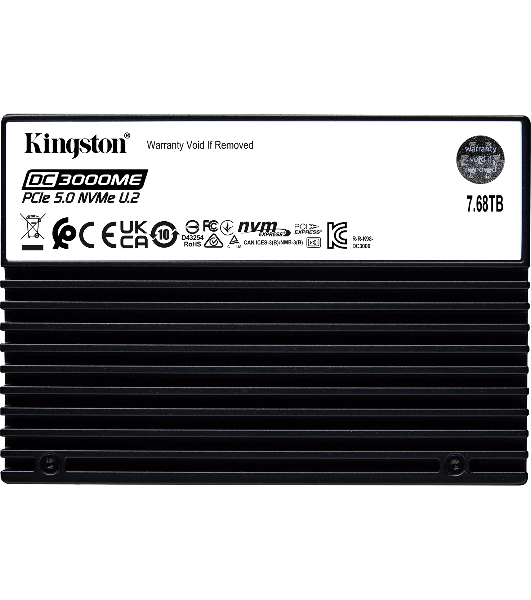 Накопитель SSD Kingston DC3000ME 7680Gb, U.2(2.5' 15мм), NVMe, PCIe Gen 5x4, 3D TLC, R/W 14000/1000Mb/s, IOPs 2 800 000/500 000, TbW 14016, DWPD 1 (12 мес)