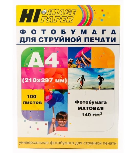 Фотобумага матовая односторонняя (Hi-image paper) A4, 140 г/м, 100 л.