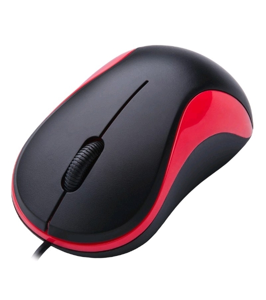 Мышь проводная Oklick 115S черный/красный, 1200 dpi, USB, кнопки - 3