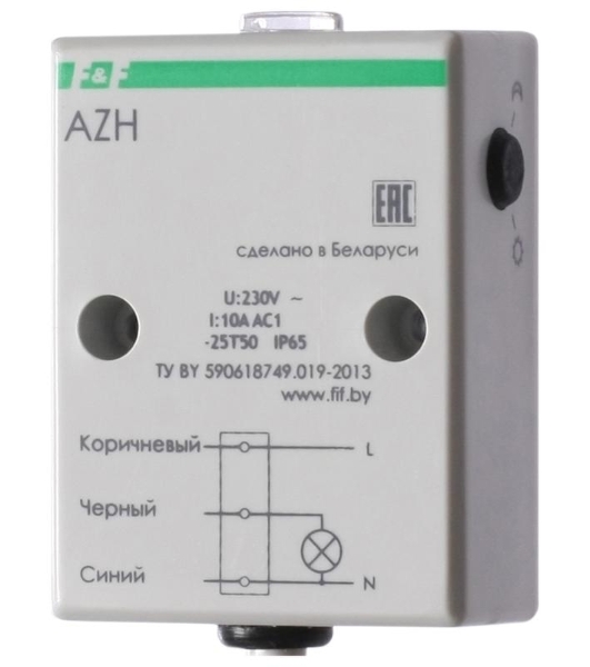 Фотореле AZH (встроен. фотодатчик монтаж на плоскость 230В 10А 1 НО IP65) F&F EA01.001.001