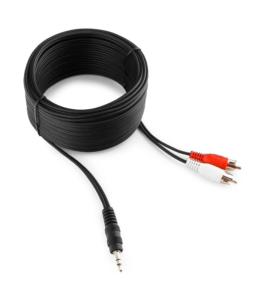 Кабель аудио Cablexpert CCA-458-10M-N, Jack 3.5(M)/2xRCA, 10м, черный, пакет