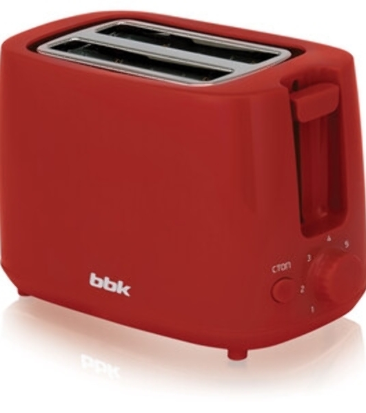 Тостер BBK TR83 красный, 950 Вт, 2 слота