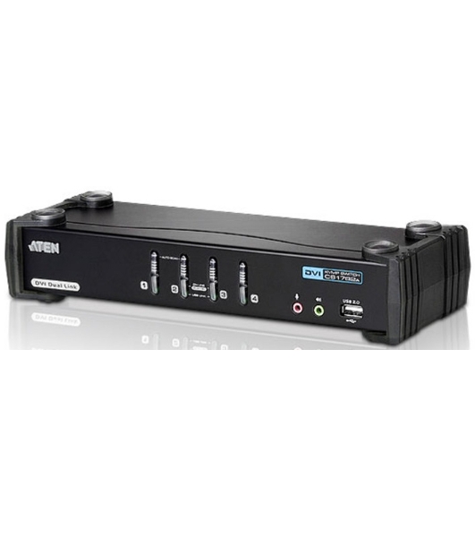 Переключатель KVM ATEN CS1784A-AT-G KVM+Audio+USB 2.0, 1 user USB+DVI => 4 cpu USB+DVI, со шнурами USB 4х1.8м., 2560x1600 60Hz DVI-D Dual Link/2048x
