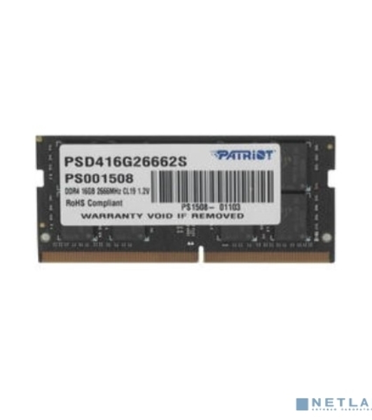 Оперативная память Patriot Signature, DDR4, 16GB (1x16 GB), 2666 MHz, CL19, SO-DIMM