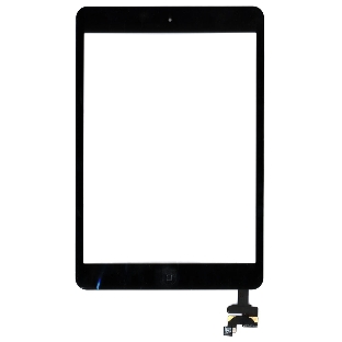 Сенсорное стекло (тачскрин) Ipad mini + stiker + IC с кнопкой Home (A1432 A1454 A1455) черное OEM