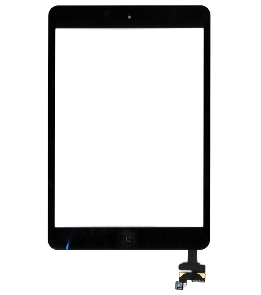 Сенсорное стекло (тачскрин) Ipad mini + stiker + IC с кнопкой Home (A1432 A1454 A1455) черное OEM