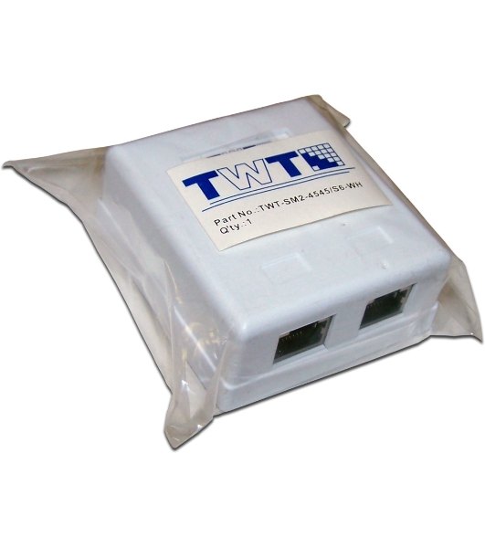 Настенная розетка, 2 порта RJ-45 категории 6, STP, белая